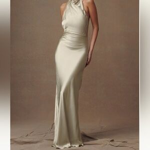 Meshki Esther Satin Cowl Maxi Dress - Sage *NWT*